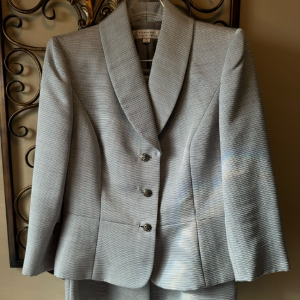 Silver Two Piece Tahari Arthur S. Levine Suit